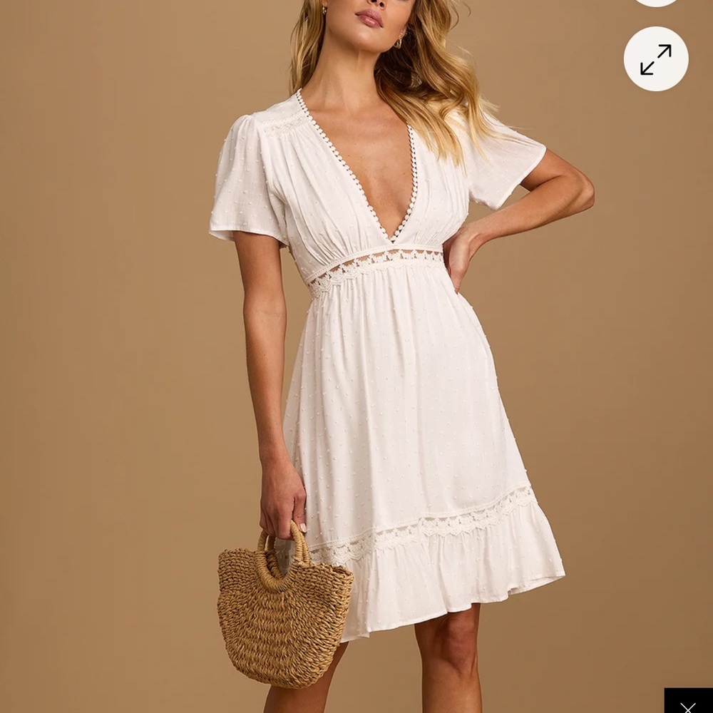 Lulus  White Short Sleeve Dress sz m